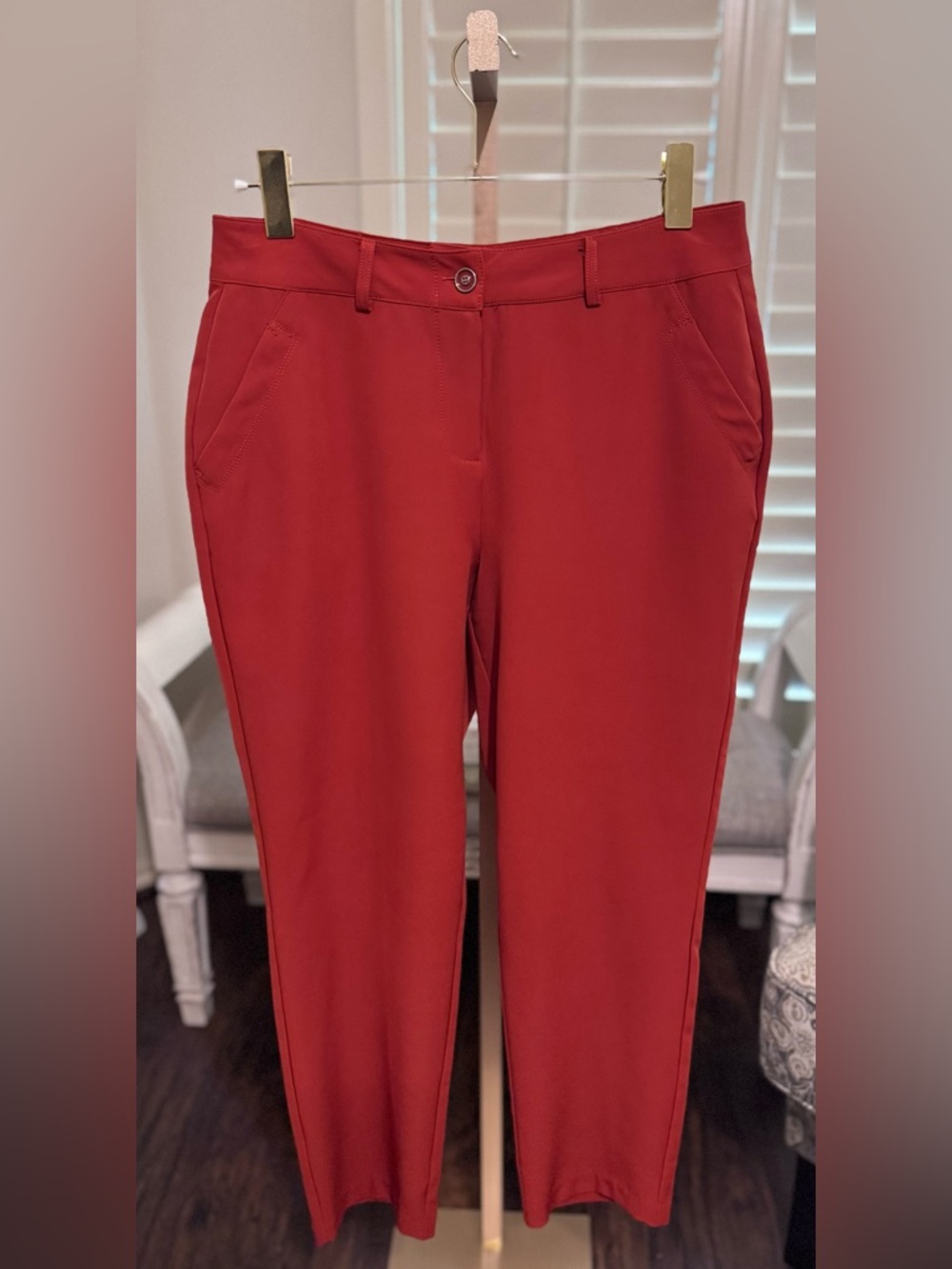 New York and Company Deep Red Classic Slim Ankle Pants